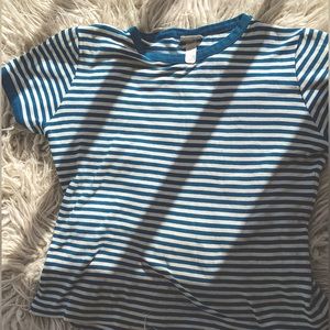 Vintage Aileen 70s blue stripe babydoll tee